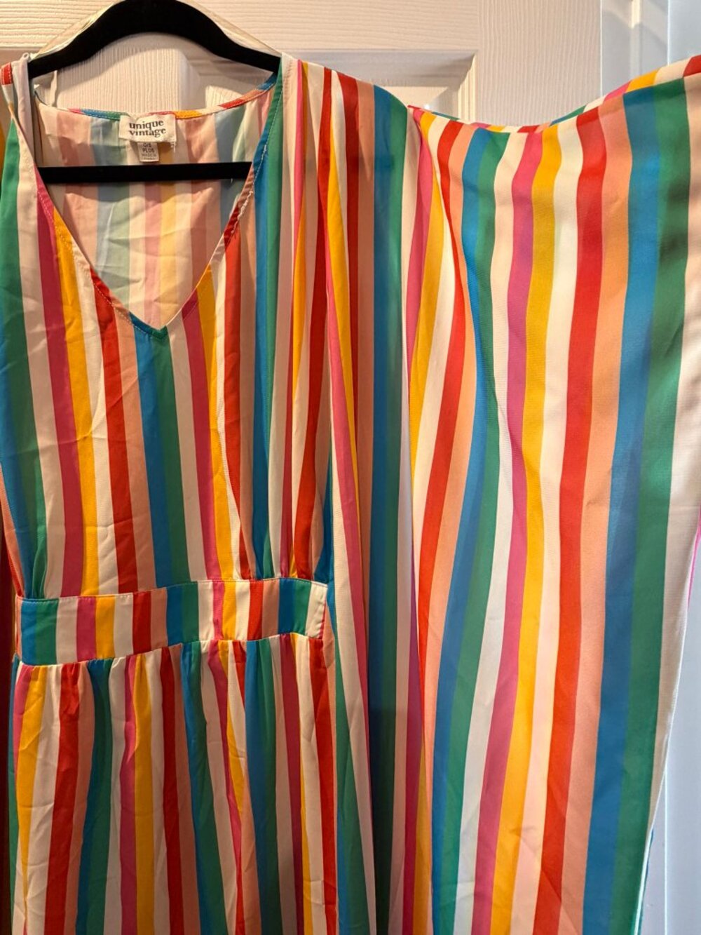Unique Vintage Rainbow Striped Burton Caftan Dress - Picture 4 of 4